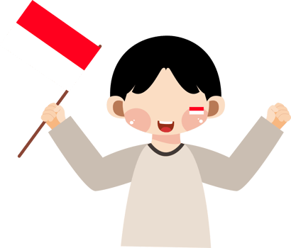 Happy Indonesian Boy Celebrating Independence Day with National Flag png