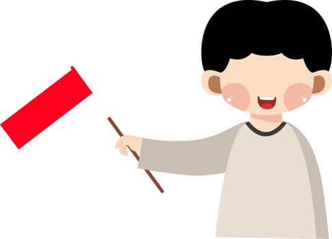 Happy Indonesian Boy Holding National Flags Celebrating Independence Day png