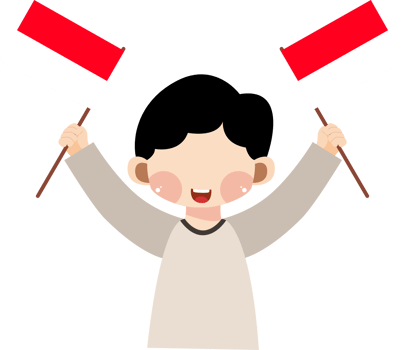 Happy Indonesian Boy Holding Two National Flags Celebrating Independence Day png