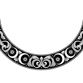 Intricate Black Floral Necklace Border, Vintage Elegance vector