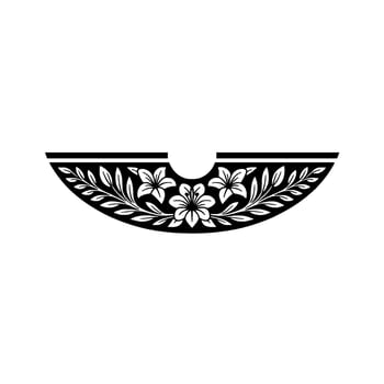 Elegant Floral Crescent Ornament, Vintage Style vector