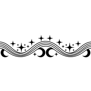 Celestial Wave Stylized Crescent Moons and Sparkling Stars vector