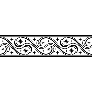 Elegant Swirl Border with Star Accents Vintage vector