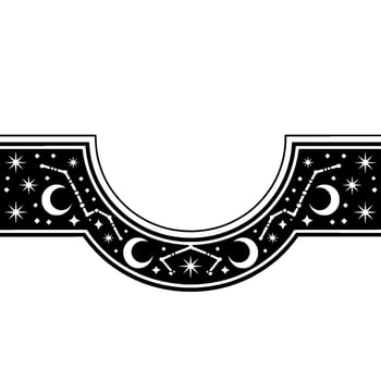 Celestial Crescent Border, Vintage Starry vector