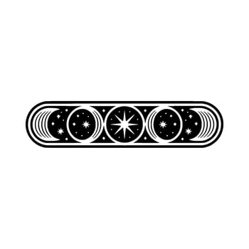 Celestial Crescent Emblem, Lunar Cycle, Starry Night vector