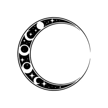 Celestial Crescent Lunar Phases Starry Night - Moon vector