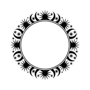 Celestial Circle Lunar Phases Starry Halo vector