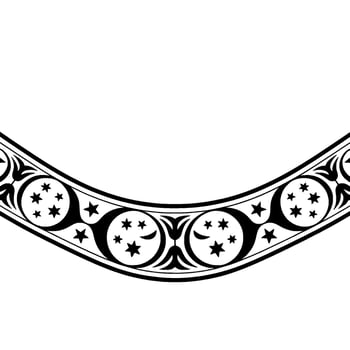 Celestial Crescent Ornament, Vintage Style, Moon vector