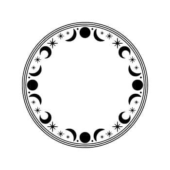 Celestial Cycle Moon Phases Starry Border vector