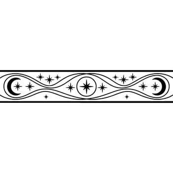 Celestial Border Vintage Star Crescent Moon, Decorative vector