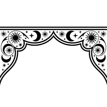 Celestial Archway Vintage Ornamentation, Lunar Solar Motif vector