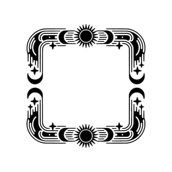 Celestial Frame Vintage Moon Sun Motif vector