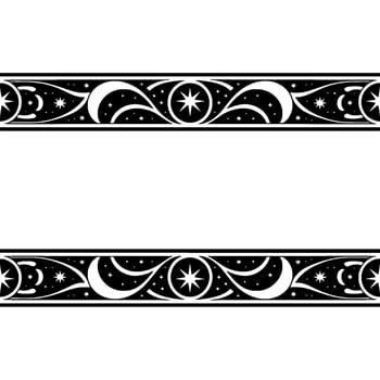 Celestial Border Moon, Stars, and Ornamental vector