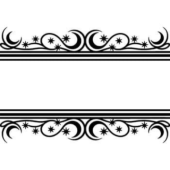 Elegant Black Grey Decorative Border, Celestial Motif vector