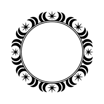 Celestial Circle Moon Phases Starry Embellishment, Stars vector
