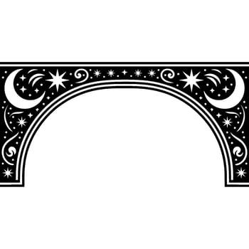 Celestial Archway Vintage Moon Star Ornamentation, Arch vector