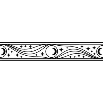Elegant Crescent Moon Border, Starry Night Deco vector