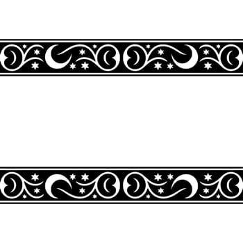 Elegant Black and White Decorative Border, Vintage Style, Crescent vector