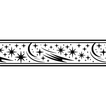 Celestial Streamer Black White Starburst Border vector