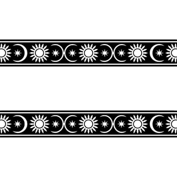 Celestial Border Sun Moon Motif, Minimalist vector