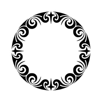 Intricate Tribal Border, Circular , Black Grey vector