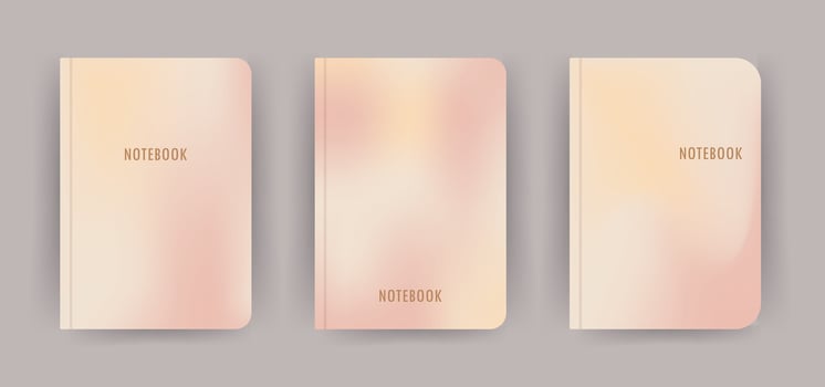 Cover page notebook collection. Templates with retro gradient. Perfect for diary, books, magazines, journals, catalogs, planners and flyers. layouts. vector