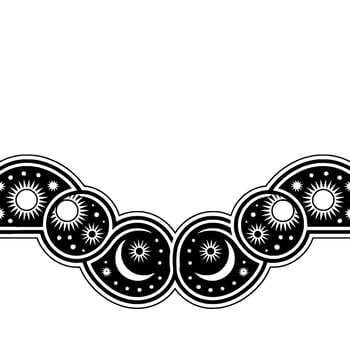 Celestial Border Stylized Sun and Moon Motif vector