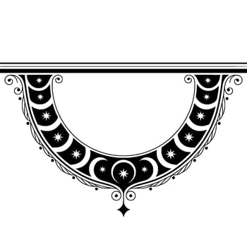 Celestial Ribbon Vintage Ornament, Lunar Motif, Elegant Border vector