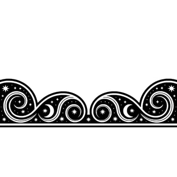 Stylized Celestial Swirl Border, Vintage vector
