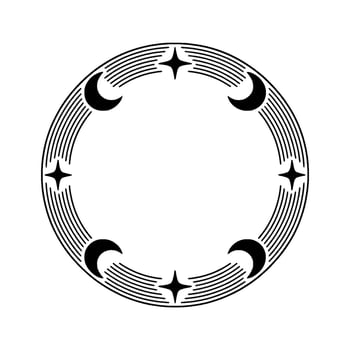 Celestial Circle Lunar Phases Starry Night - Crescent vector