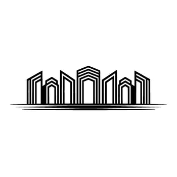 Geometric Cityscape Silhouette, Minimalist, Urban vector