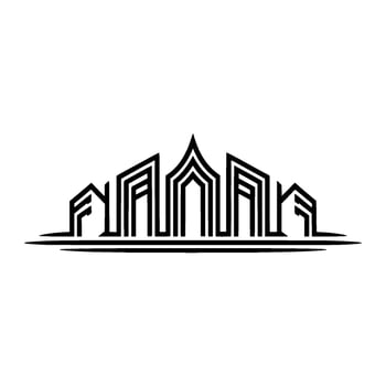 Geometric Cityscape Silhouette, Minimalist - Abstract vector