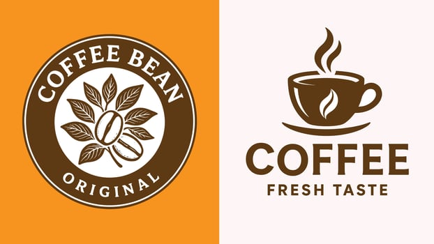 Coffee Bean and Cup Logo Set for Cafe Branding and Packaging vector