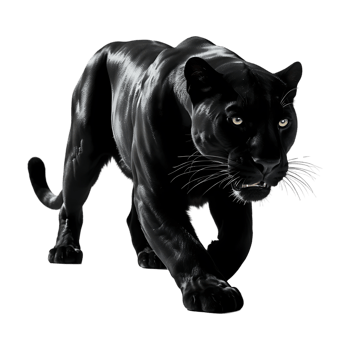 A striking black panther prowling in the shadows png