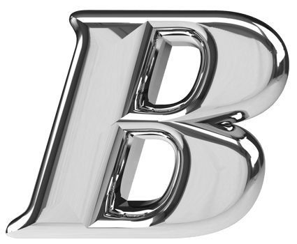 3D silver chrome letter B png