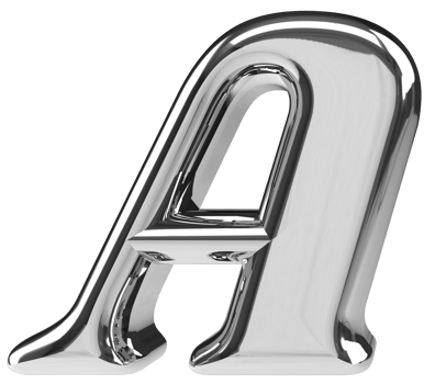 3D silver chrome letter A png