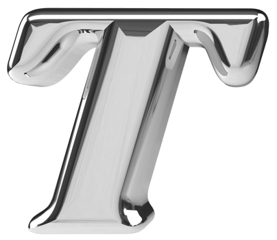 3D silver chrome letter T png