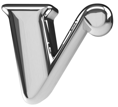 3D silver chrome letter V png
