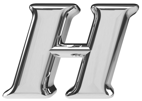 3D silver chrome letter H png