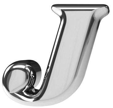 3D silver chrome letter J png