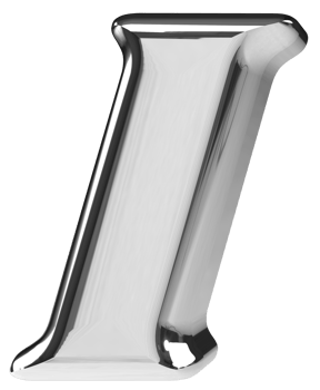 3D silver chrome letter I png