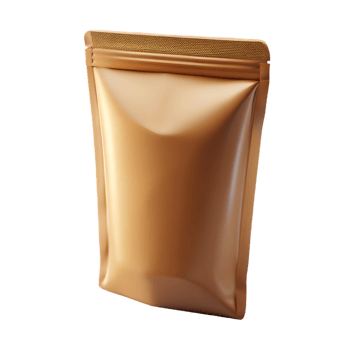 Brown kraft pouch bag with zipper on transparent background png