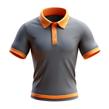 Grey polo shirt with orange trim on mannequin png