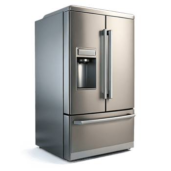 Modern french door refrigerator with water and ice dispenser png