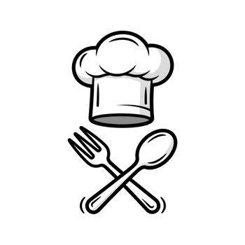 Chef hat with crossed utensils design png