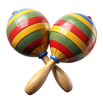 Colorful maracas crossed on transparent background png