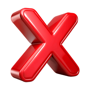 Glossy red cross symbol for error or incorrect concept png