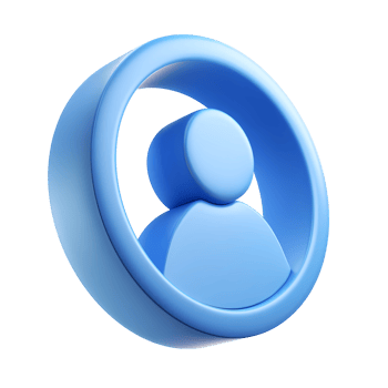 Blue User Icon in Circle 3D Render on Transparent Background rendered png