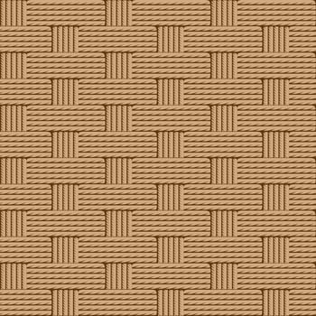 Seamless woven basket texture in natural brown tones, ideal for backgrounds, packaging, and textile design with a realistic, handcrafted look. vector