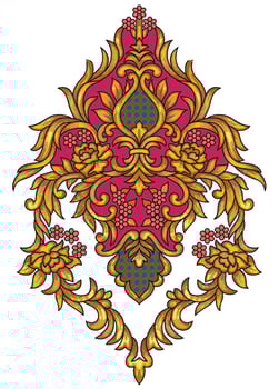 a golden and pink floral design vector